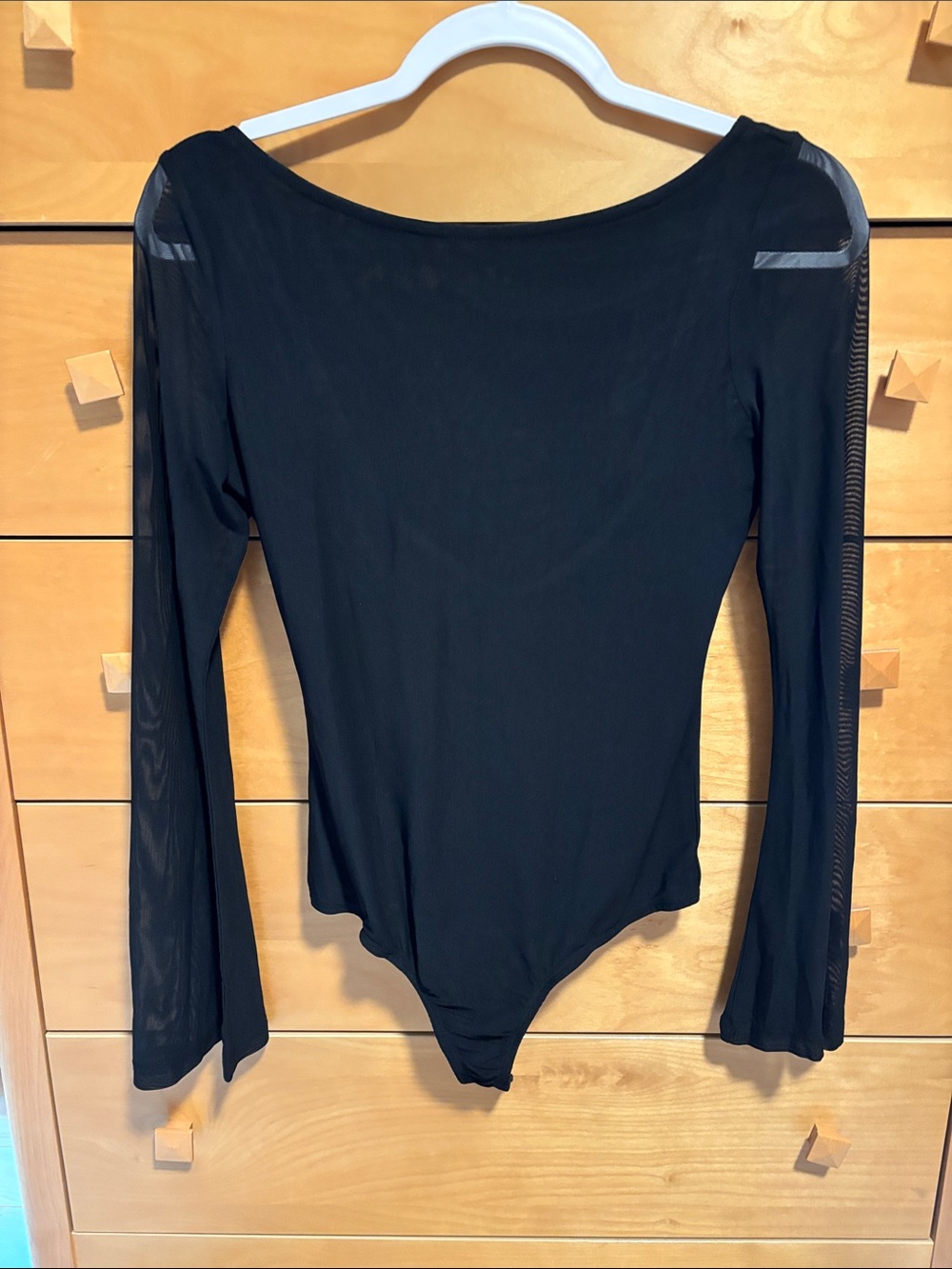 Princess Polly Black Sheer-Sleeve Long-Sleeve Bodysuit